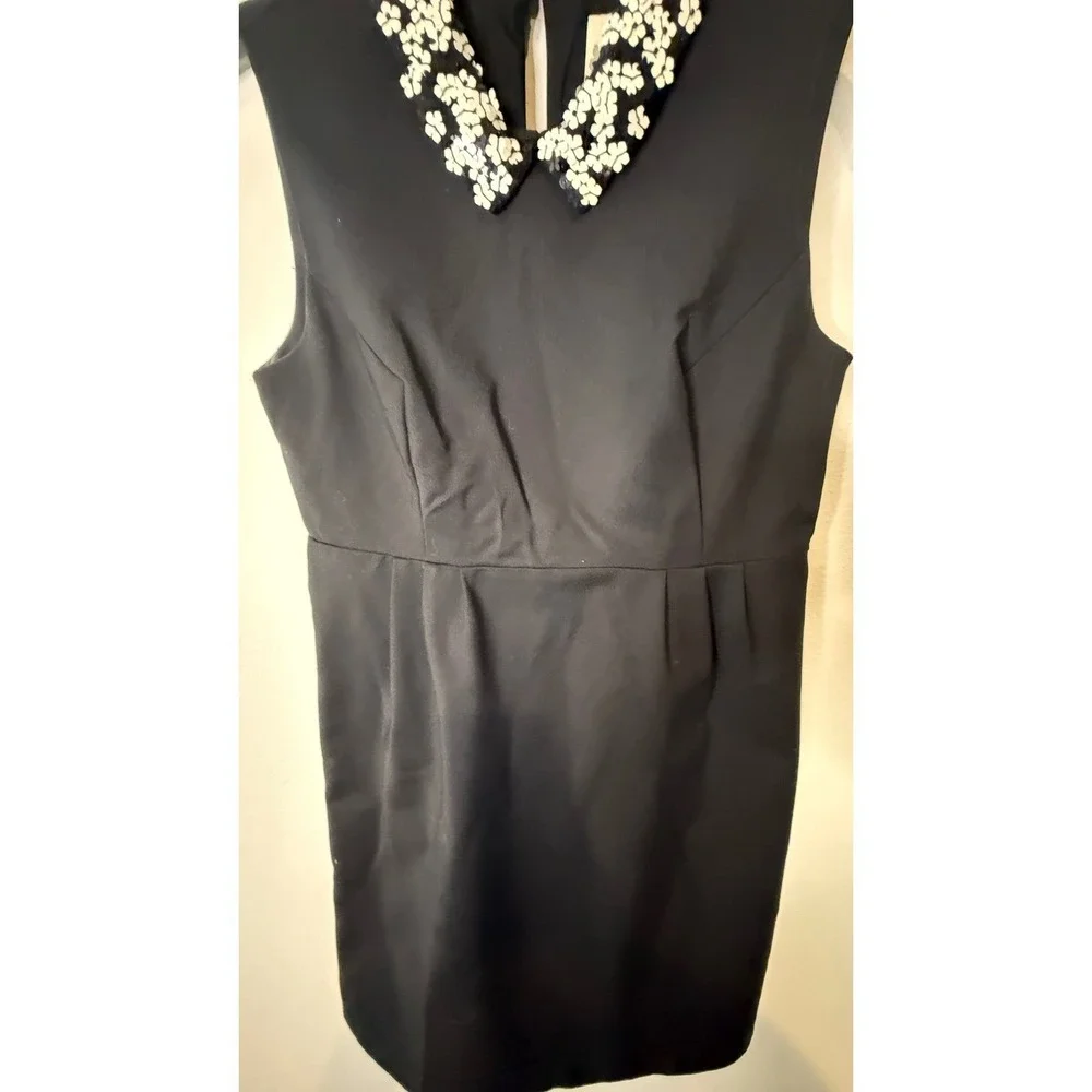 Kate‎ Spade Black Floral Sequin Collar Sleeveless Dress Size 6 Mini Shift